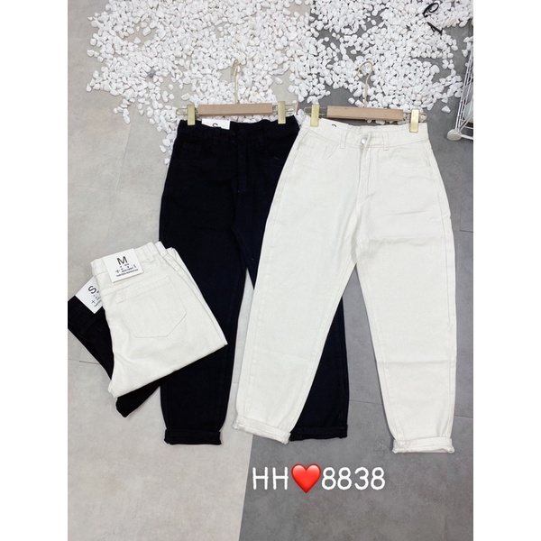 QUẦN BAGGY THÔ JEANS ĐEN TRẮNG BASIC MS16782