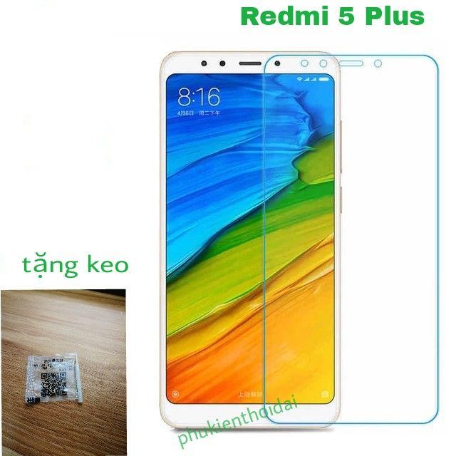 Kính cường lực Xiaomi Redmi 5 Plus loại tốt 9H tặng keo chống hở mép ( không full màn )