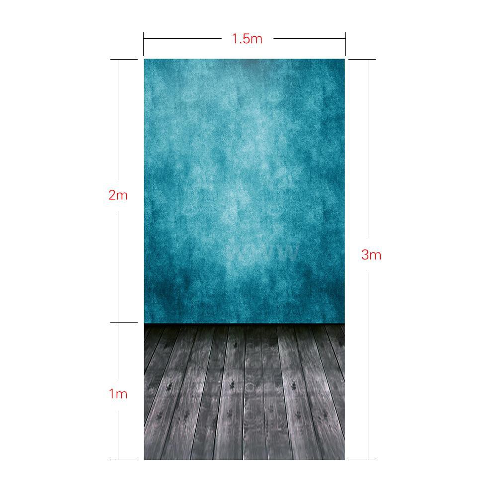 Andoer 1.5 * 3m/4.9 * 9.8ft Video Studio Photo Backdrop Background Digital Printed Blue Classic Wall Wooden Floor Pattern for Teenager Adult Kid Children Portrait Photography