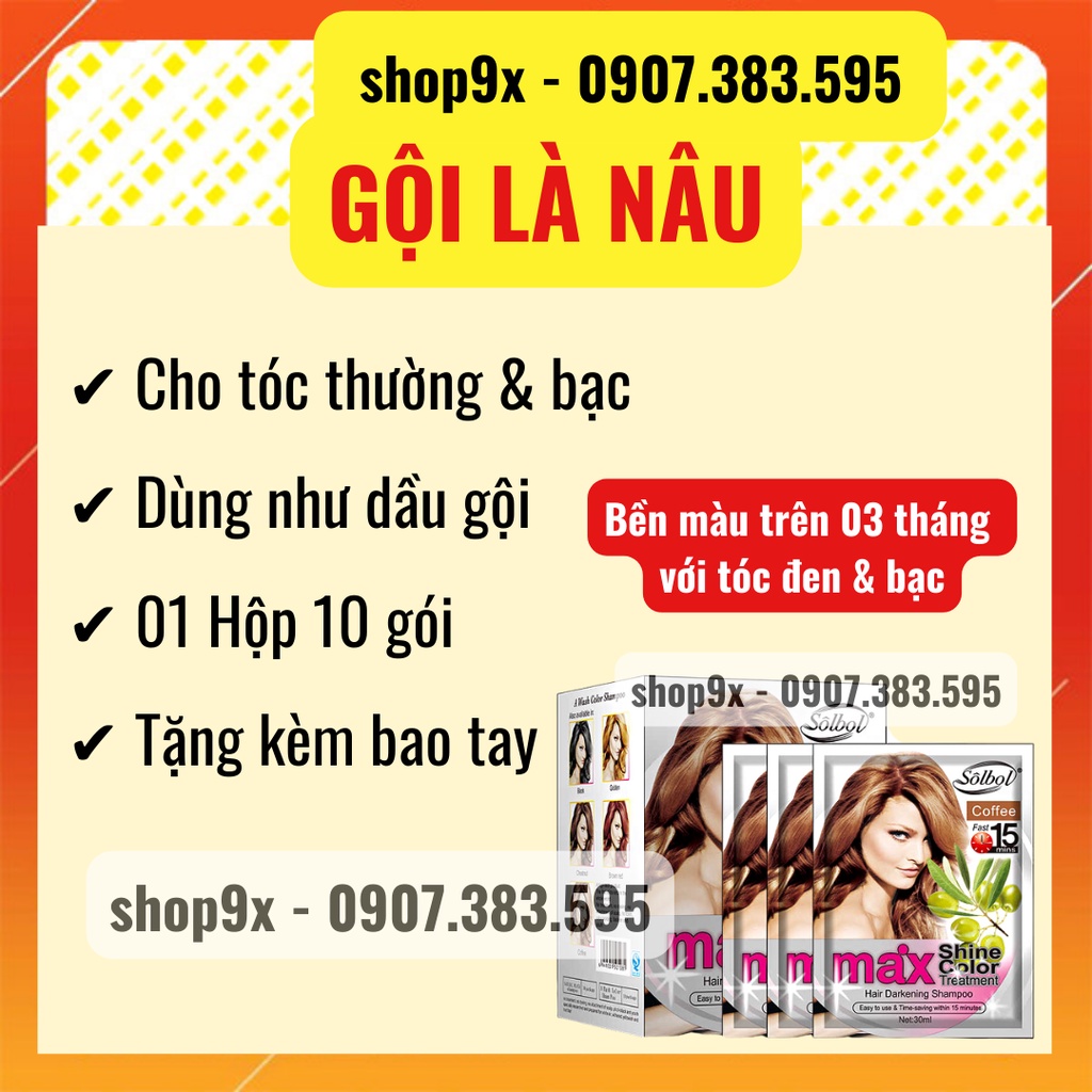 10 Gói Dầu Gội Nhuộm Nâu Tóc Hạt Dẻ Max Shine Color