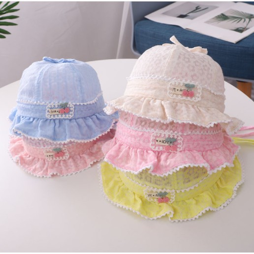 MU21 : Mũ vành cho bé từ 6m (hoa - cherry)