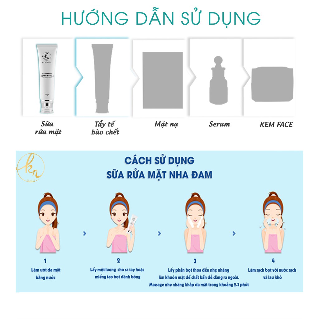 Sữa Rửa Mặt Trắng Da Ngừa Mụn KN Beauty Hydrating Cleansing Milk