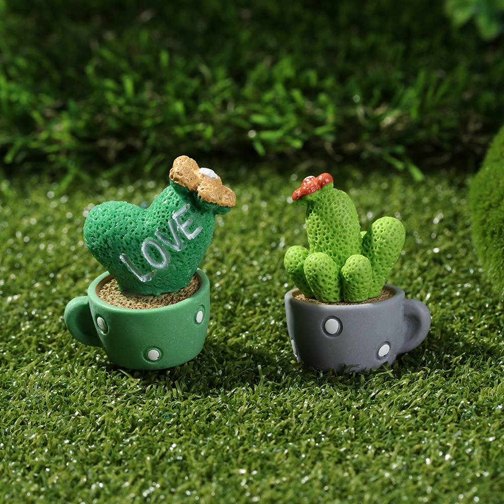Set 1/ 4 mô hình cây xương rồng mini bằng nhựa resin dùng cho trang trí tiểu cảnh/ nhà búp bê DIY đáng yêu