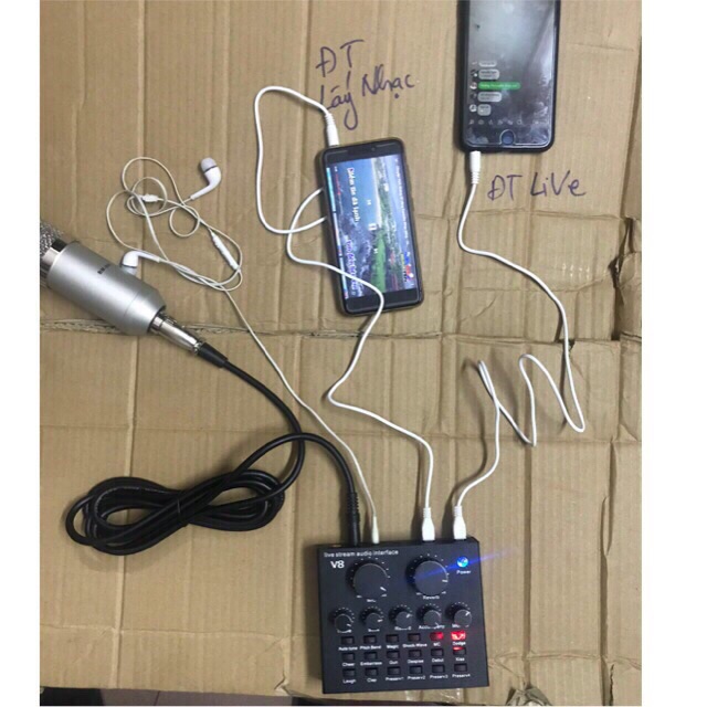 Combo soundcard v8 mic BM800 tăng tai nghe