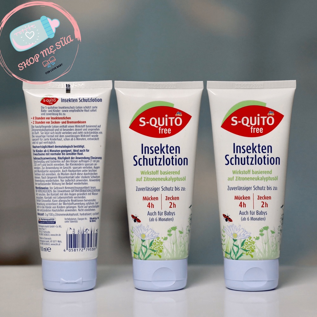 {S-QUITO FREE} Kem bôi chống muỗi và côn trùng của Đức 100ml