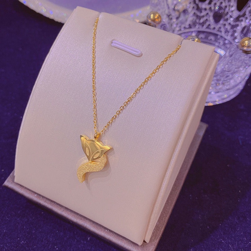 Vòng cổ nữ titan không gỉ dây chuyền titan nữ mặt hồ ly ánh kim sa lấp lánh quyến rũ sang trọng