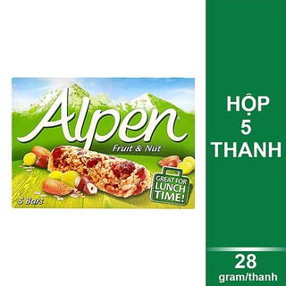 Thanh ngũ cốc Alpen Hạt Dẻ, Hạnh Nhân, Nho Khô sản xuất Anh 140g 5 thanh