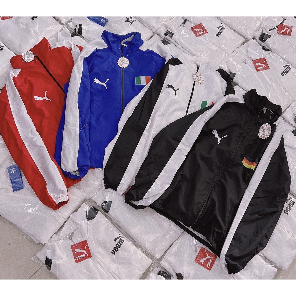 Áo khoác dù puma sọc 2 lớp  nam nữ form rộng