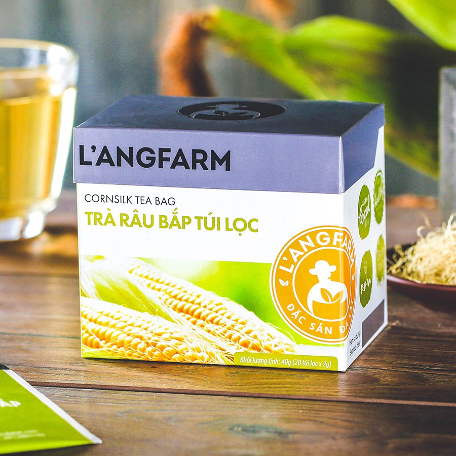 Trà râu bắp túi lọc L'angfarm, 20 tép, hộp