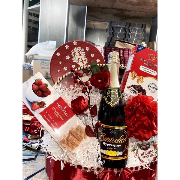 Lẵng giỏ quà Tết chiêu tài đỏ | BigBuy360 - bigbuy360.vn