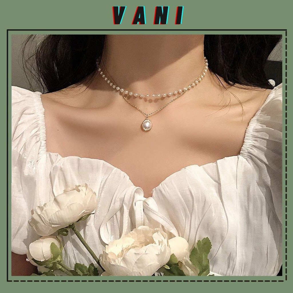 Vòng Cổ Đôi Choker Ngọc Trai Nhân Tạo Necklace Trend