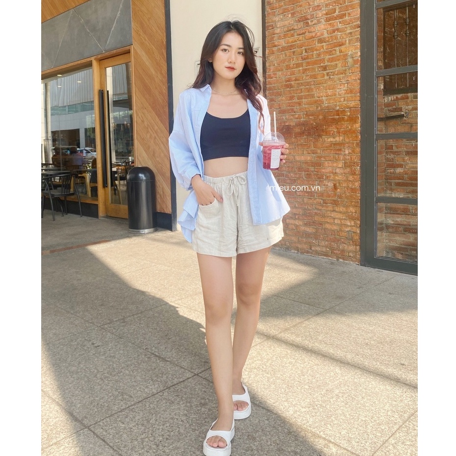 [ Miều ] Quần Short lưng thun vải đũi ( 6907 )