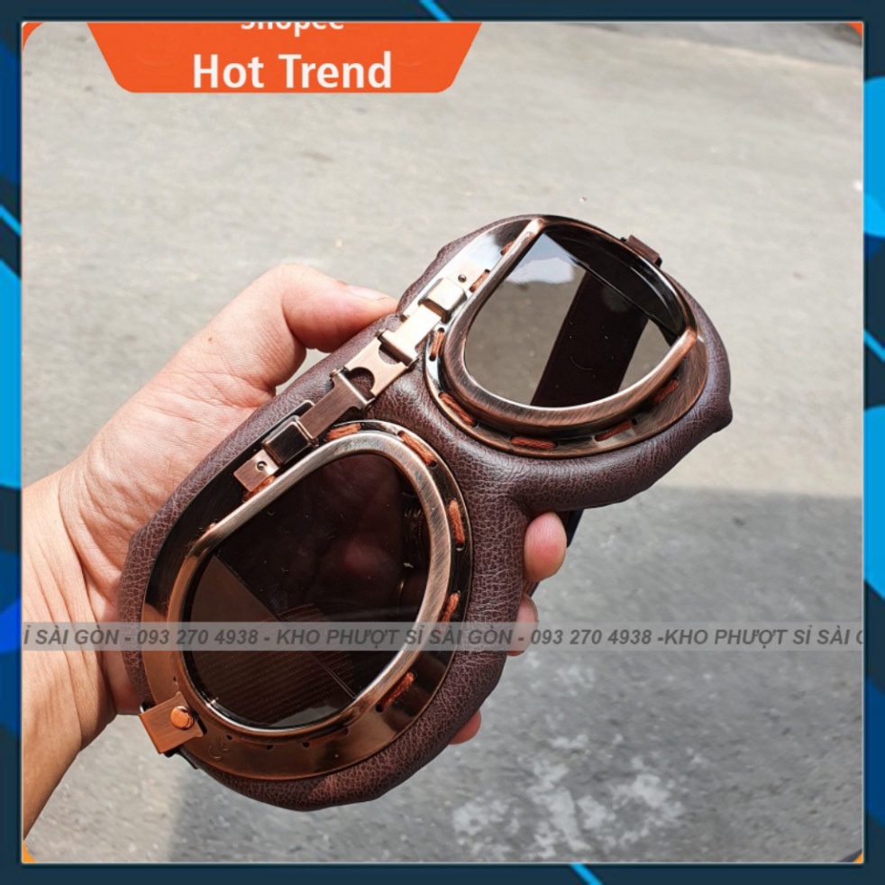 GIỐNG ẢNH - Mẫu kính phi công loại tốt gắn mũ bảo hiểm Classic cổ điển 3/4 - Kính dây phi công loại 1 gắn mũ nửa đầu