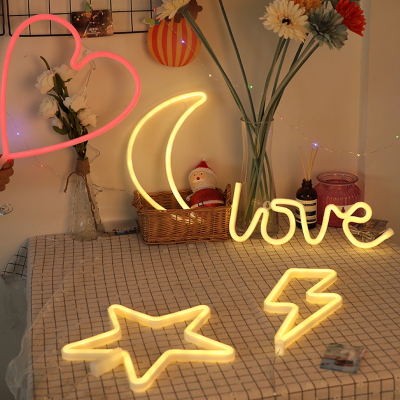 Đèn trang trí phòng ngủ NEON ngôi sao - Decor trang trí - Đèn Led - Màu vàng ấm và nhiều màu sinh động