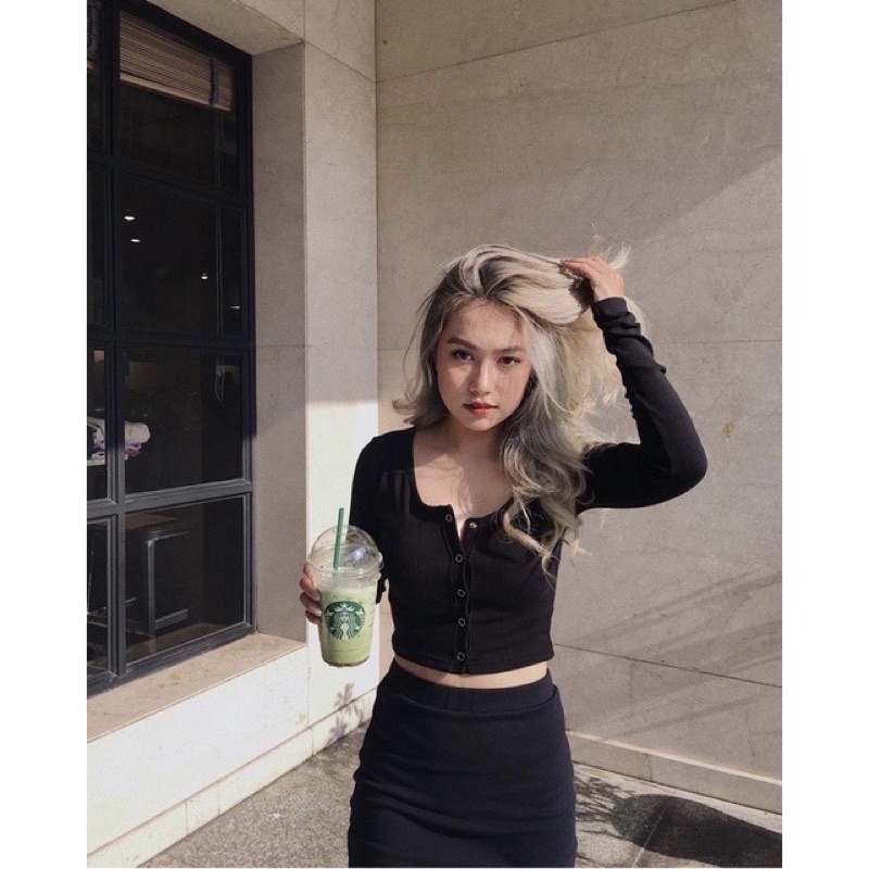 Áo Croptop Cúc Bấm Tay Dài A5181