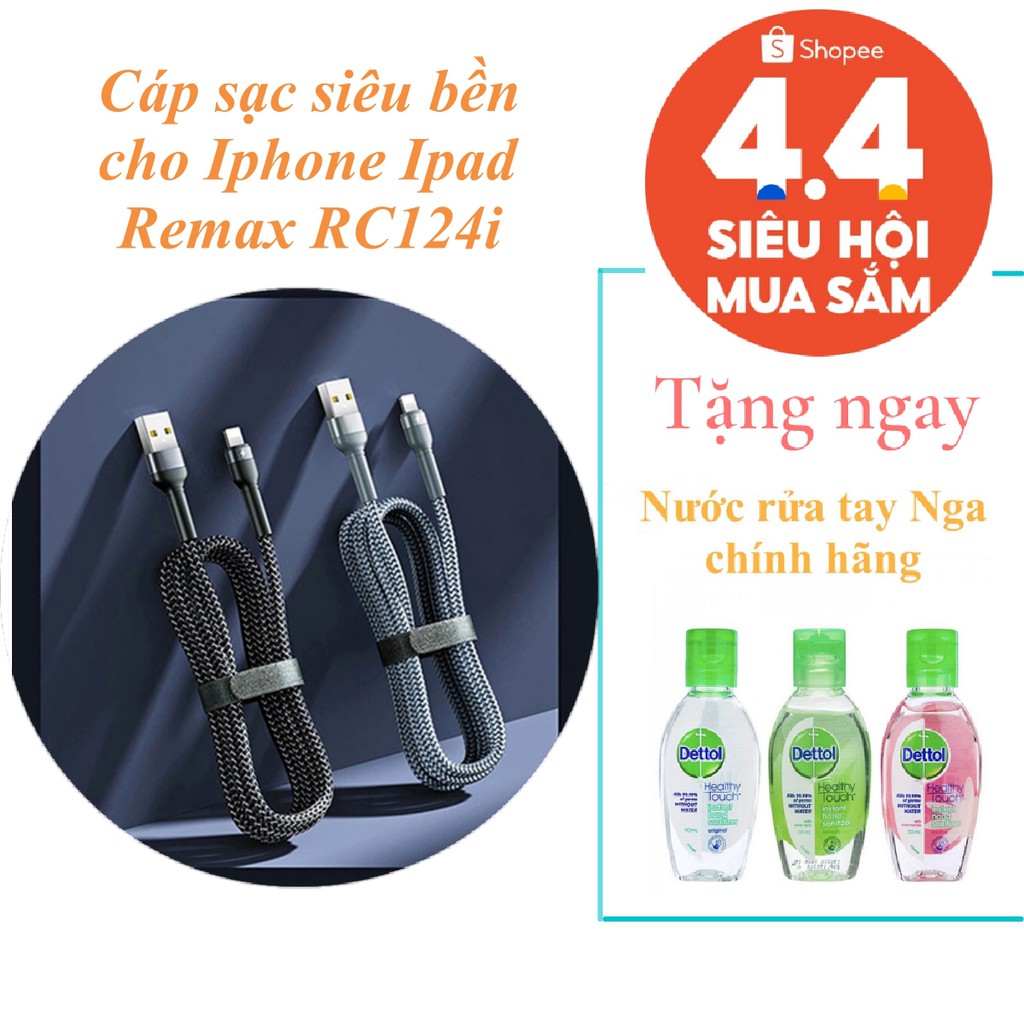 Cáp sạc iphone ipad siêu bền Remax RC-124i dòng sạc nhanh bảo hành 6 tháng
