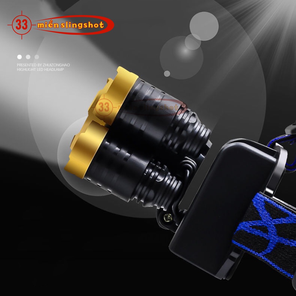 [Deal Tốt] Đèn pin siêu sáng đội đầu gồm 5 bóng đèn, siêu sáng, sản phẩm bền bỉ theo thời gian, có thể chống nước [YPX7]