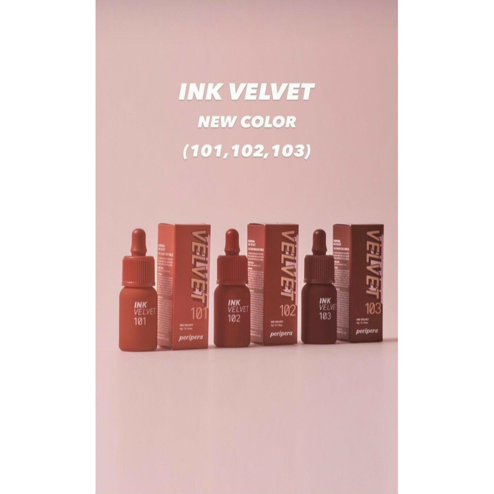 Son kem lì Peripera Peri's Ink Velvet mẫu mới 101, 102, 103