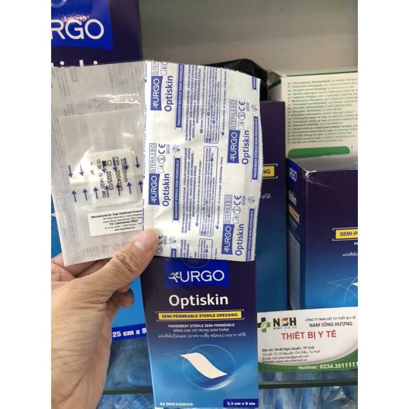 ❤️ BĂNG KEO DÁN CÓ KÈM GẠC VÔ TRÙNG CHỐNG KHÔNG THẤM NƯỚC URGO OPTISKIN 53mm x 80mm,Băng Có Gạc Không Thấm nước OPTISKIN