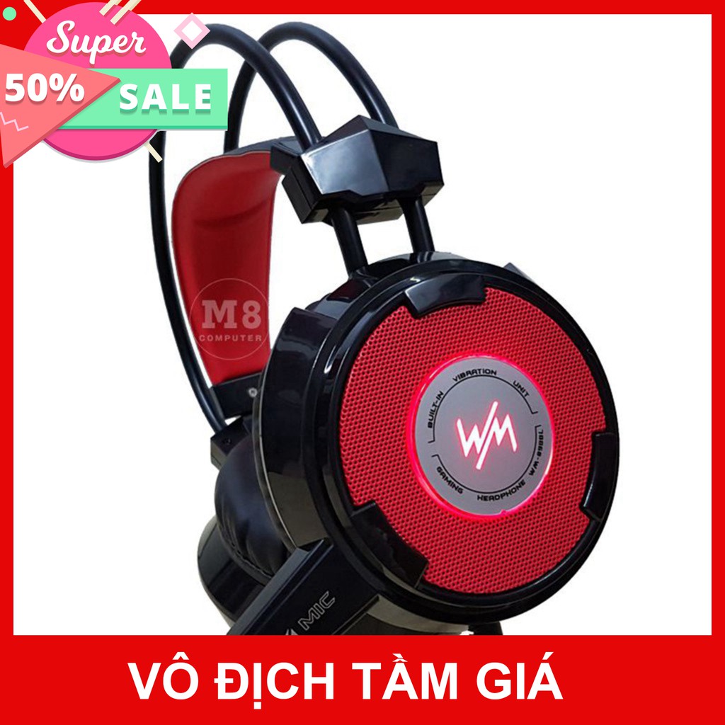 Tai nghe GAMING Wangming 8900L - Màu đỏ, trắng - Jax 3.5 dùng được cho điện thoại - Bảo hành 12 tháng