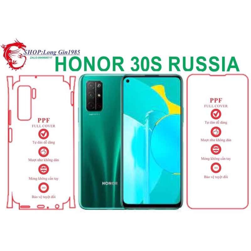 Honor 30S Russia miếng dán trong Pmặt trước mặt sau chống va đập chống trầy xước tốt