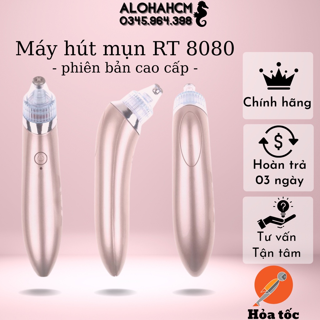 Cao Cấp⭐ Máy Hút Mụn Ẩn, Máy Hút Mụn Đầu Đen RT 8080 Công Suất 7W Lực Hút Mạnh Loại Bỏ Mụn Ẩn Trong Da, Thiết Kế Nhỏ Gọn