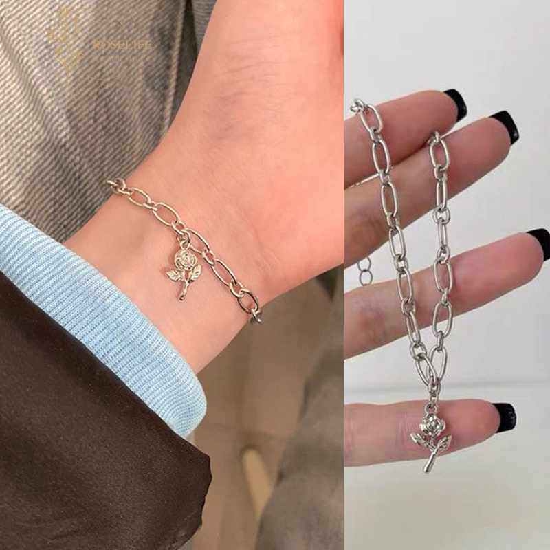 Vòng Tay Dây Xích Mặt Hoa Hồng Đơn Giản Thời Trang Cho Nữ | BigBuy360 - bigbuy360.vn