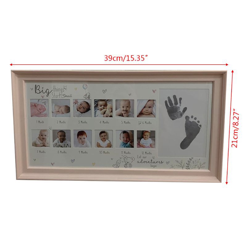 Khung ảnh lưu giữ kỉ niệm tay chân cho bé 12 tháng tuổi độc đáo chất liệu nhựa PVC