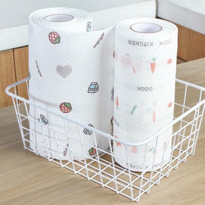 Cuộn giấy lau nhà bếp đa năng 50 tờ màu trắng có thể giặt được