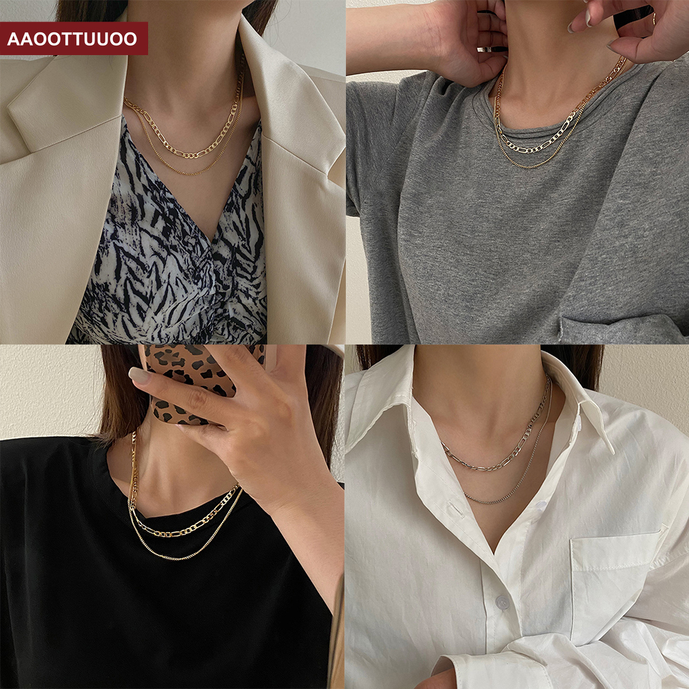 vòng cổ Hợp Kim Nhiều Lớp Phong Cách Retro