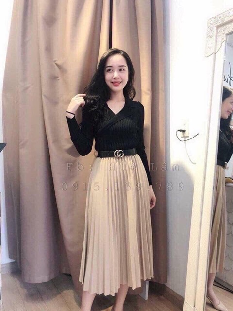 CHÂN VÁY XẾP LY MIDI DÁNG DÀI HOTTREND MS11266 (D4-2)
