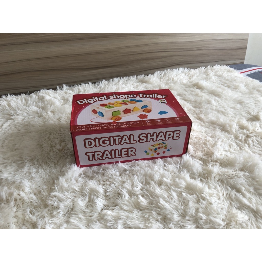 Đồ Chơi Gỗ Xe Thả Hình Khối - Hộp Thả Hình Khối , Thả Số Bằng Gỗ Cho Bé