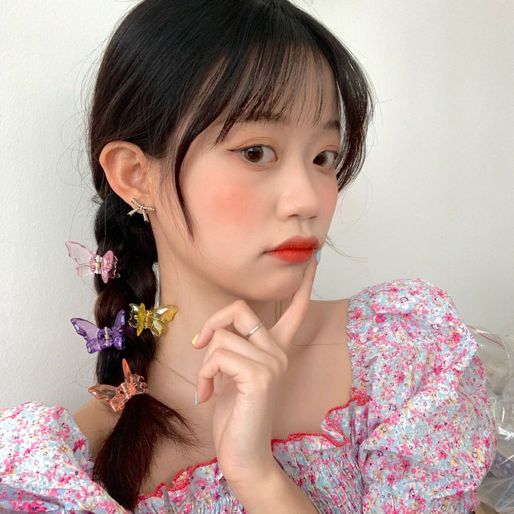 Kẹp Tóc Trong Suốt Hình Bướm Dễ Thương Nhiều Màu Sắc Sau2Life