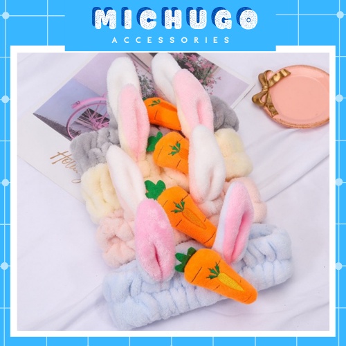 Băng Đô Rửa Mặt Tai Thỏ Cà Rốt Kiểu Hàn Quốc BĐ07