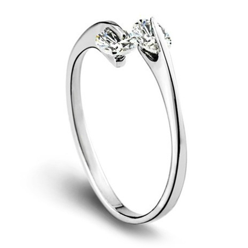 Nhẫn bạc nữ đính đá đôi Free Size