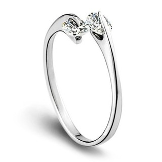 Nhẫn bạc nữ đính đá đôi Free Size
