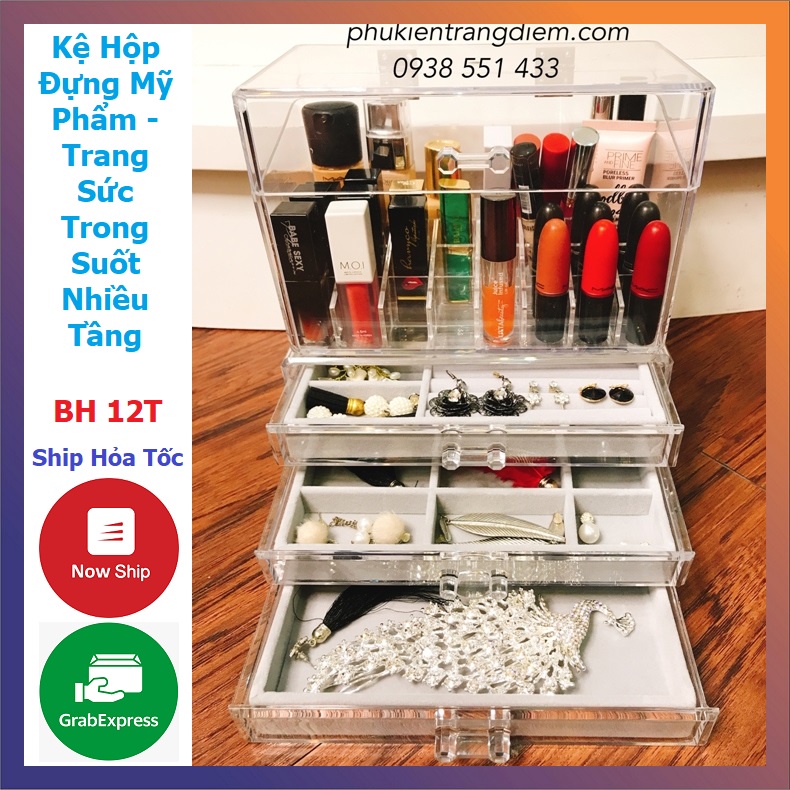 Bộ Kệ Đựng Trang Sức - Son Môi Có Nắp