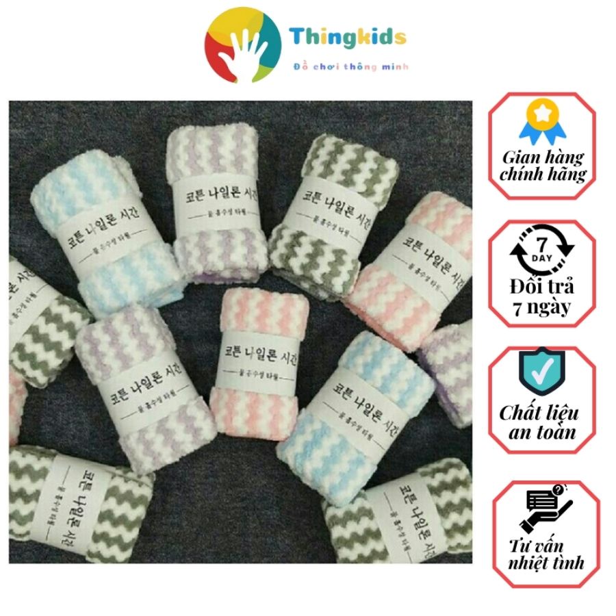 Khăn mặt kẻ bông mêm mịn - Thingkids