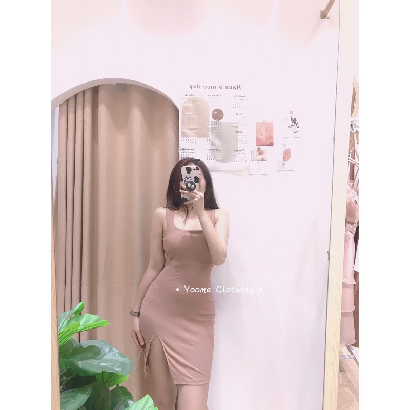 Váy đầm body ôm 2 dây xẻ đùi bản to tôn dáng co giãn [ ảnh thật chụp tại shop ] | BigBuy360 - bigbuy360.vn
