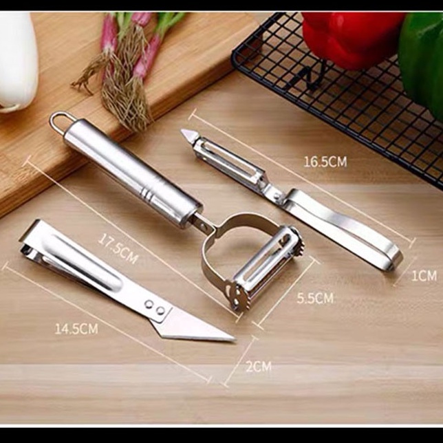 Dụng cụ nạo củ quả 3 món bằng inox mã 20102