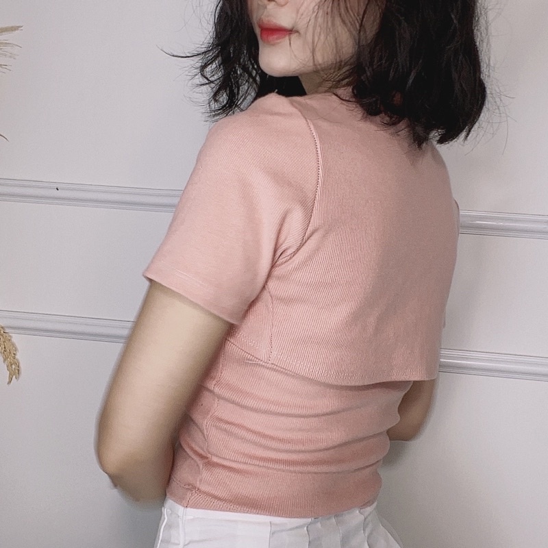 Set áo ống croptop kèm áo khoác ngắn thun gân - Audrey Studio