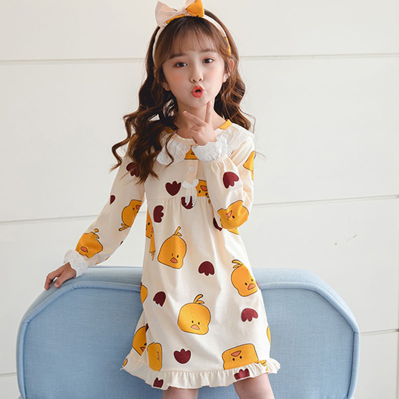 Đầm ngủ vải cotton tay dài dành cho bé gái
