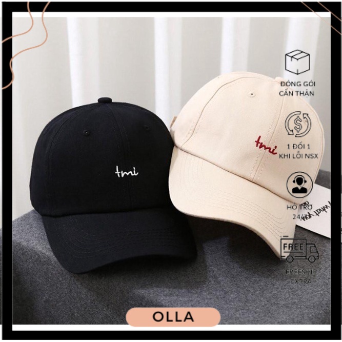 Mũ lưỡi trai Nón kết thêu chữ Tmi chất nỉ nhung cao cấp form unisex nam nữ NK43 Olla shop