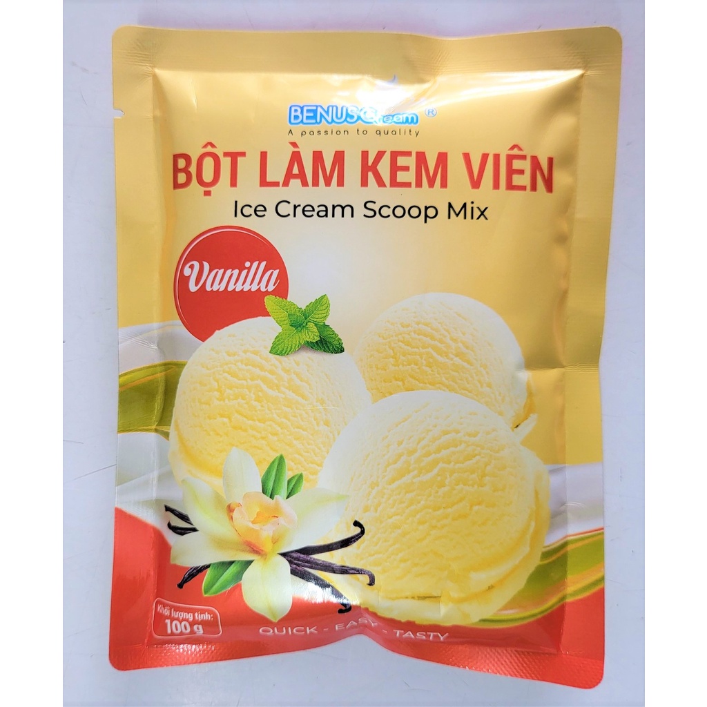 [Gói 100g – vị VANI ] BỘT LÀM KEM VIÊN [VN] BENUSCREAM Vanilla Ice Cream Scoop Mix