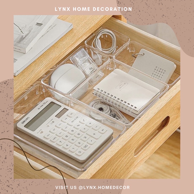 Khay nhựa chia ngăn cứng trong suốt đựng đồ đa năng tiết kiệm không gian Lynx Home