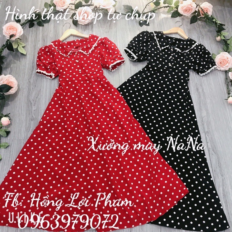 Đầm maxi hoa thiết kế viền ren có túi siêu xinh (hình thật+video)