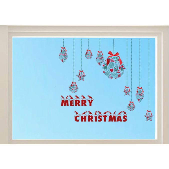 Decal dán kính cao cấp - Rèm dây Merry Christmas