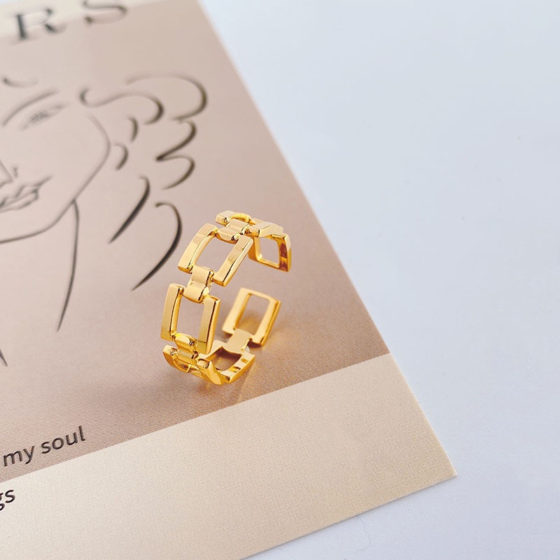 Nhẫn Đeo Tay Bằng Thép Titan Mạ Vàng 18K Có Thể Điều Chỉnh Cao Cấp