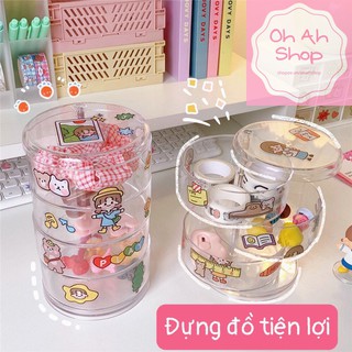 🍓 Hộp nhựa trong suốt đựng washi tape nhiều tầng 17x11cm