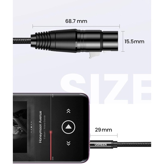 Ugreen 20244 2M Màu đen Cáp âm thanh 3.5 sang Xlr AV182 cao cấp , chính hãng